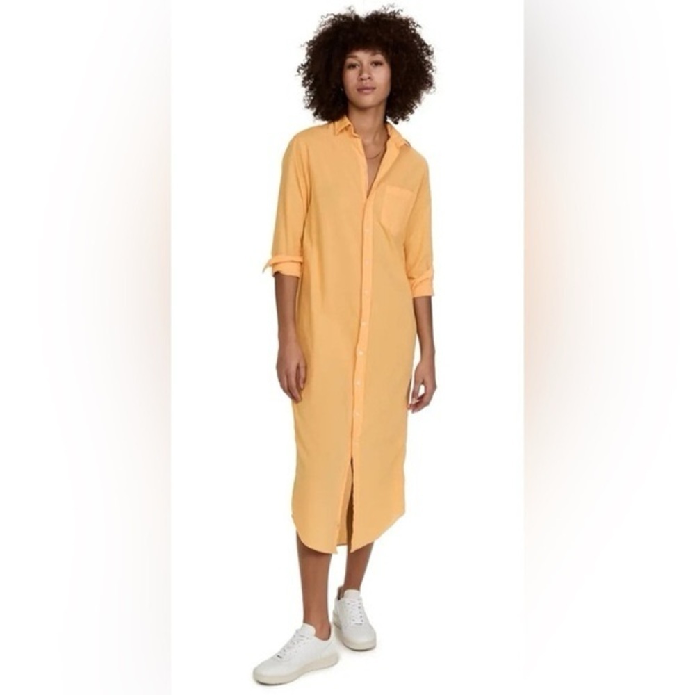 Frank & Eileen Sunset Orange Rory Maxi Cotton Shirt Dress Medium